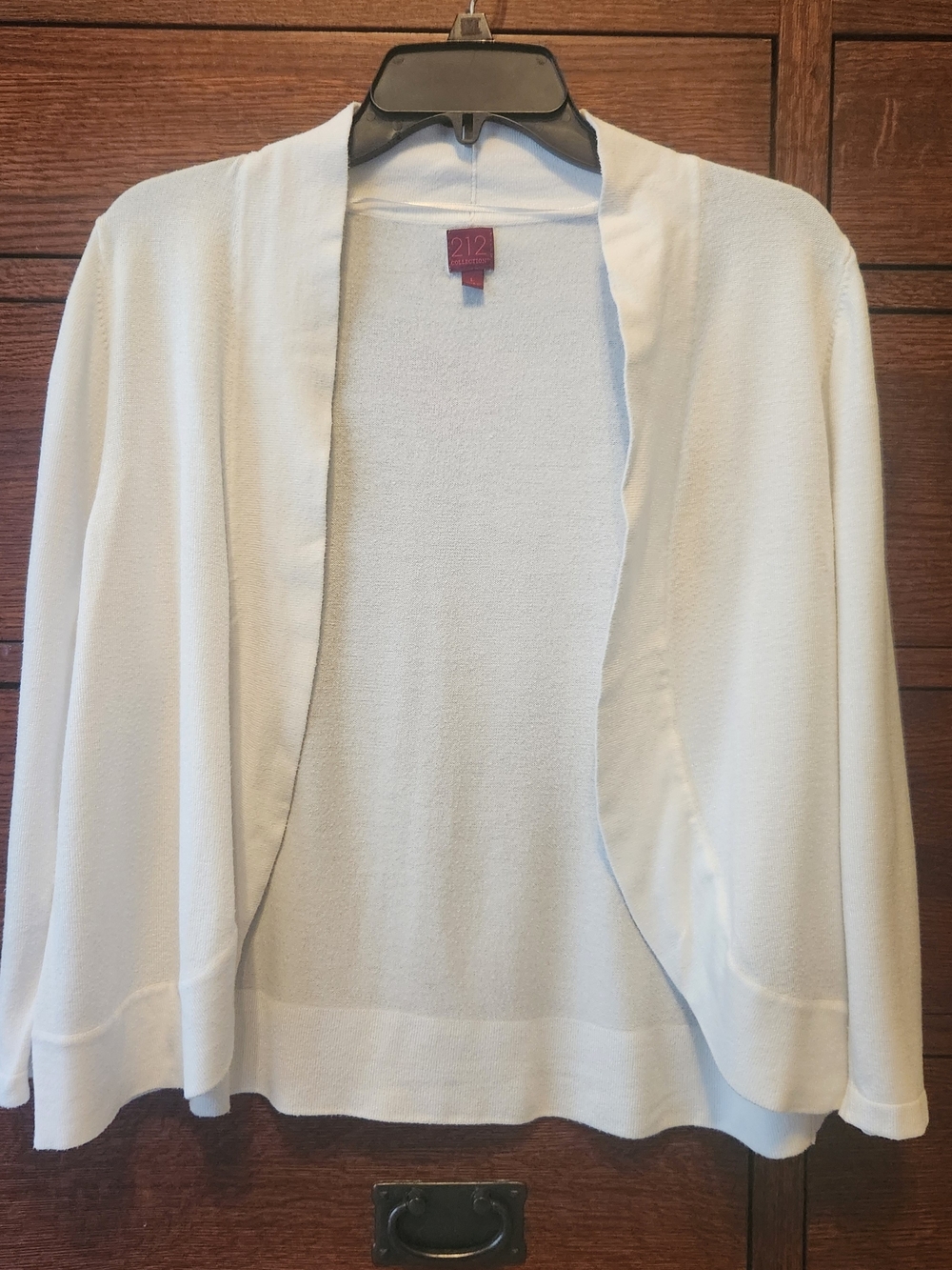 212 Collection White Open-Front 3/4 Sleeve Cardigan